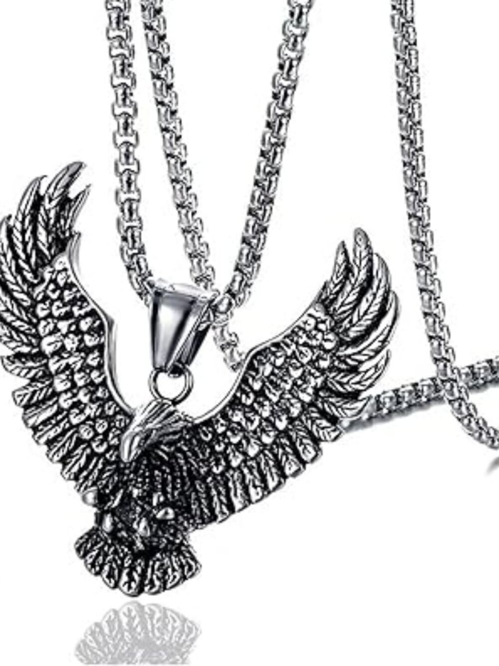 NEW Punk Rock Stainless Steel Animal Eagle Tag Pendant Wings Necklace